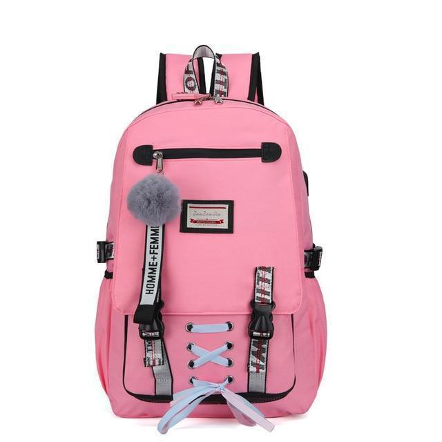 Mochila Feminina com Entrada USB e Trava Anti-Roubo